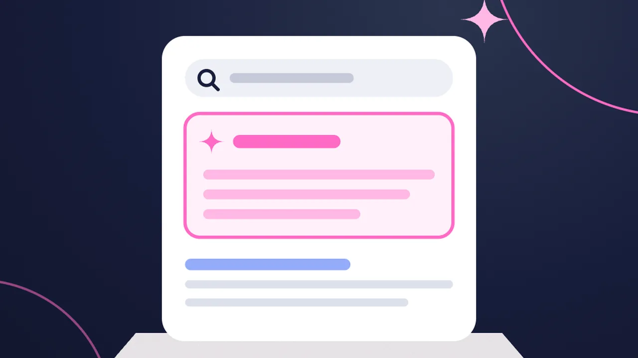 Search results page illustration with an AI answer highlighted at the top