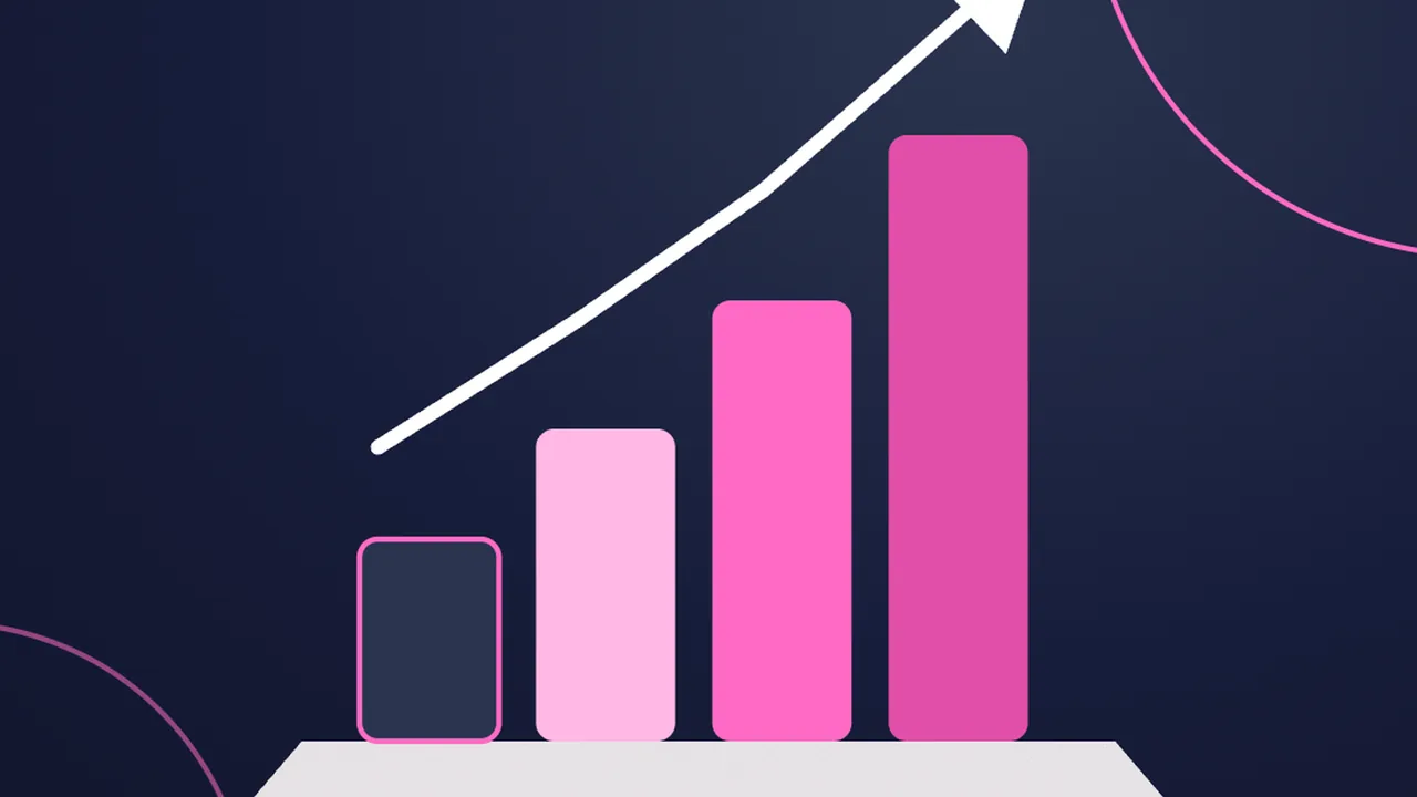 Bar chart illustration with an arrow rising to the right