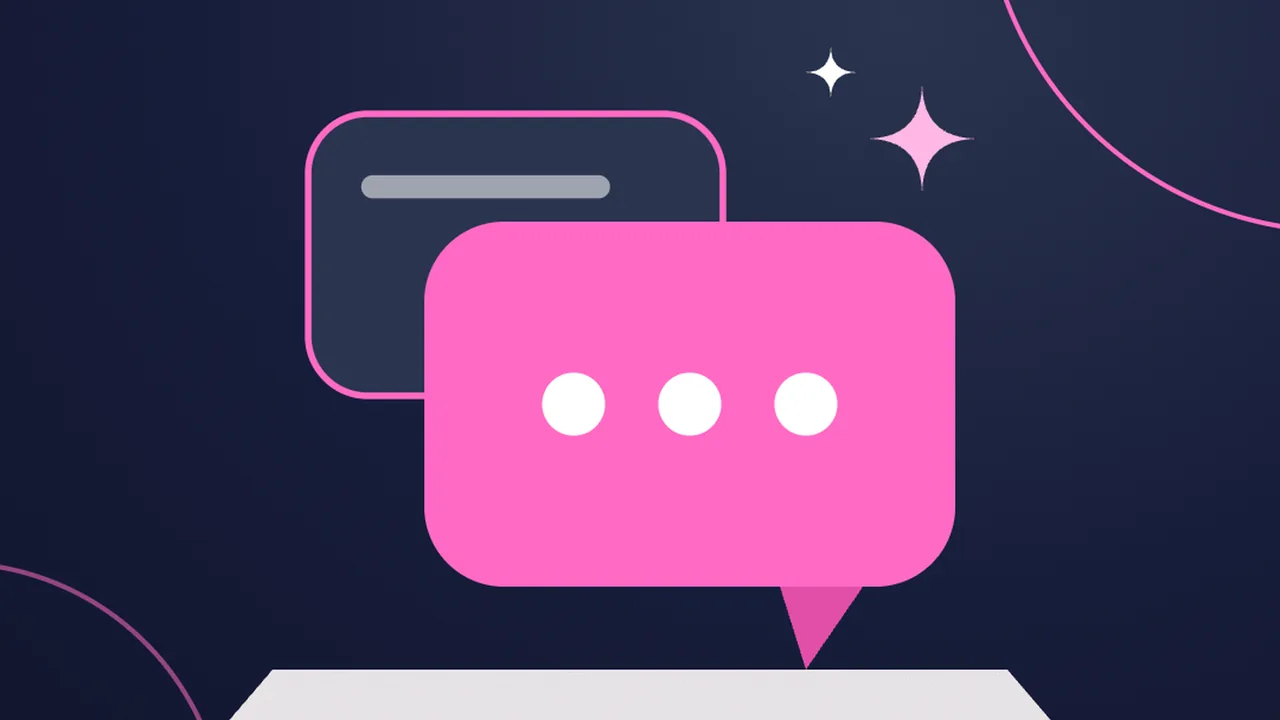 Pink chat bubbles illustration representing a ChatGPT conversation